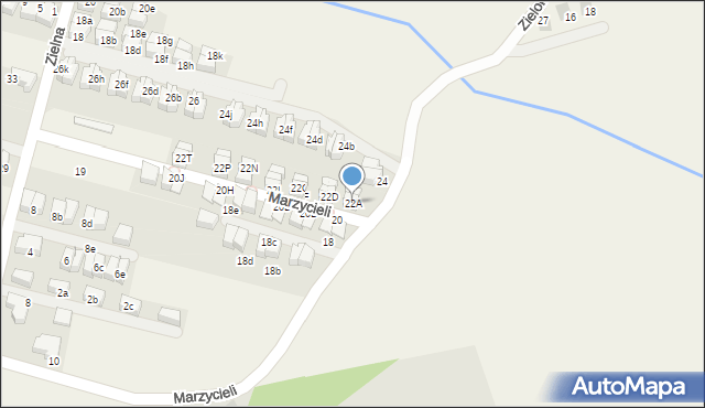 Zielonki, Marzycieli, 22A, mapa Zielonki