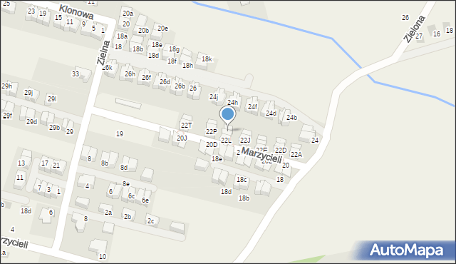 Zielonki, Marzycieli, 22N, mapa Zielonki