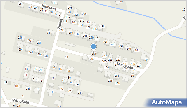 Zielonki, Marzycieli, 22T, mapa Zielonki