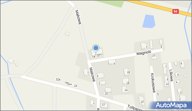 Żłobizna, Magnolii, 1b, mapa Żłobizna