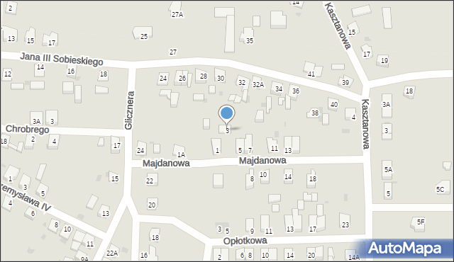 Żnin, Majdanowa, 3, mapa Żnin