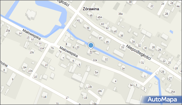 Żórawina, Małowiejska, 21, mapa Żórawina