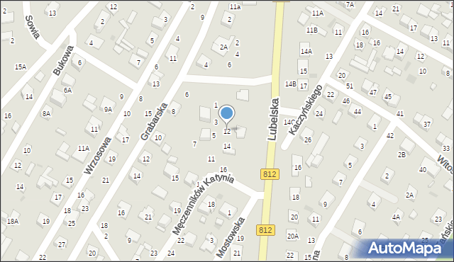 Biała Podlaska, Męczenników Katynia, 12, mapa Białej Podlaskiej