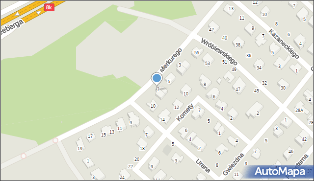 Białystok, Merkurego, 7A, mapa Białegostoku
