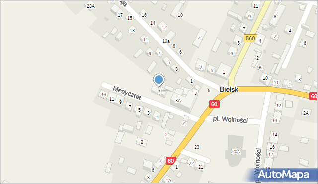 Bielsk, Medyczna, 2, mapa Bielsk