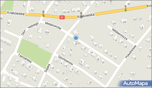 Bielsko-Biała, Metalowców, 12, mapa Bielsko-Białej