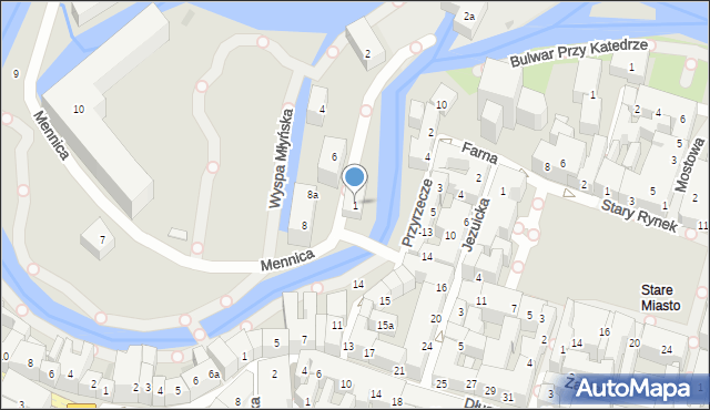 Bydgoszcz, Mennica, 1, mapa Bydgoszczy