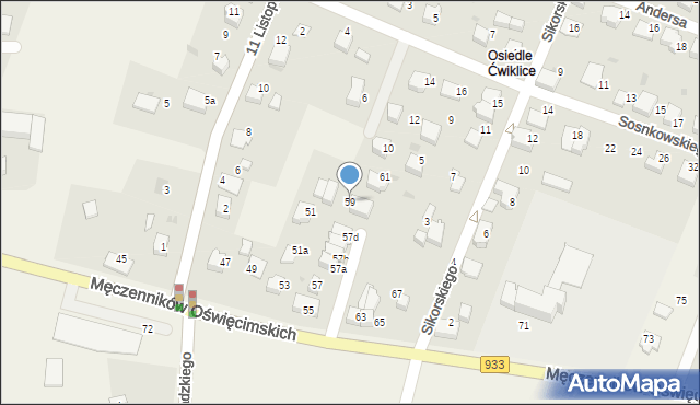 Ćwiklice, Męczenników Oświęcimskich, 59, mapa Ćwiklice