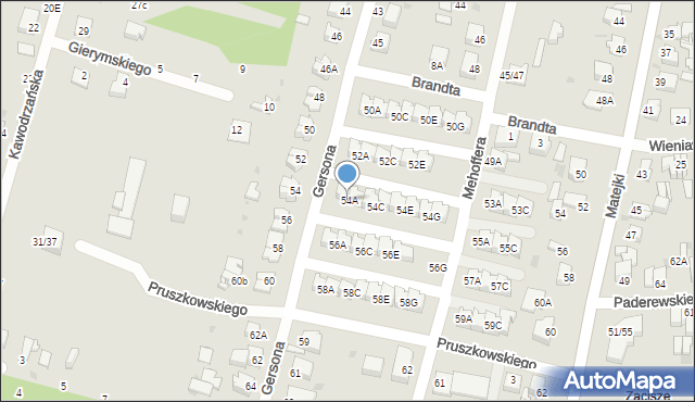 Częstochowa, Mehoffera Józefa, 54A, mapa Częstochowy