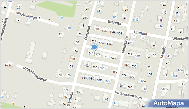 Częstochowa, Mehoffera Józefa, 54B, mapa Częstochowy