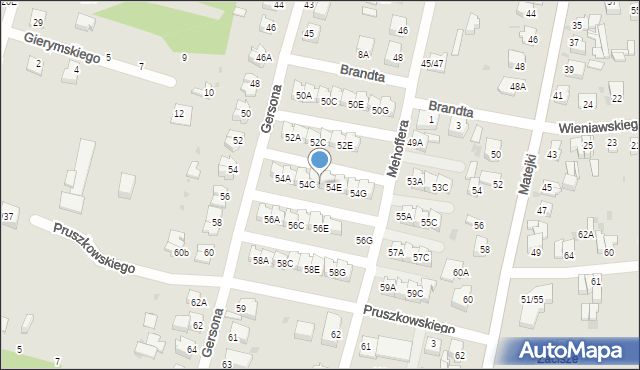 Częstochowa, Mehoffera Józefa, 54D, mapa Częstochowy