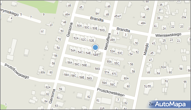 Częstochowa, Mehoffera Józefa, 54G, mapa Częstochowy