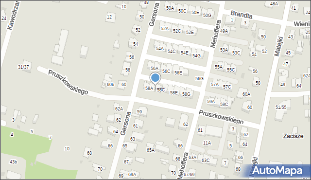 Częstochowa, Mehoffera Józefa, 58B, mapa Częstochowy