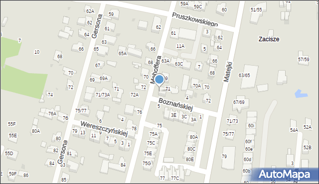 Częstochowa, Mehoffera Józefa, 71A, mapa Częstochowy