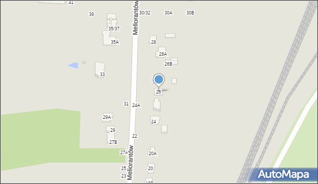 Częstochowa, Meliorantów, 26, mapa Częstochowy