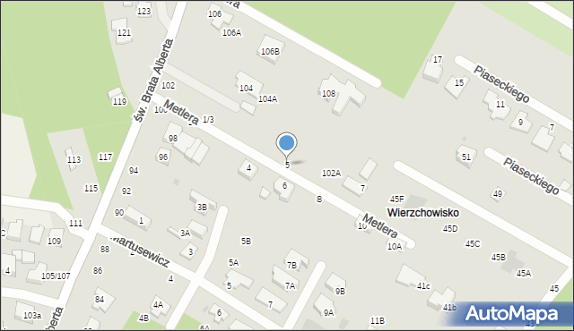 Częstochowa, Metlera Bonawentury, ks., 5, mapa Częstochowy