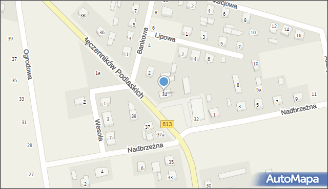 Drelów, Męczenników Podlaskich, 34, mapa Drelów