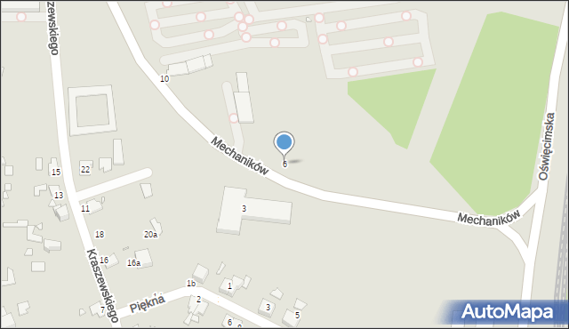 Gliwice, Mechaników, 6, mapa Gliwic