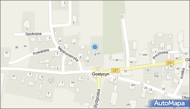 Gostycyn, Mędromierska, 9, mapa Gostycyn