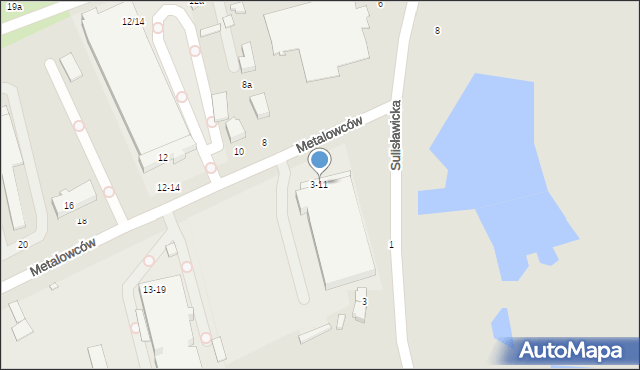 Kalisz, Metalowców, 3-11, mapa Kalisza