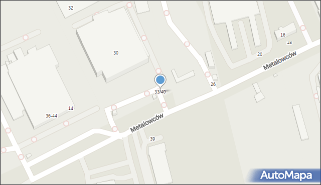 Kalisz, Metalowców, 33/40, mapa Kalisza