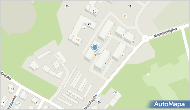 Katowice, Meteorologów, 5, mapa Katowic