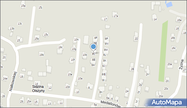 Kraków, Medalionów, 8C, mapa Krakowa