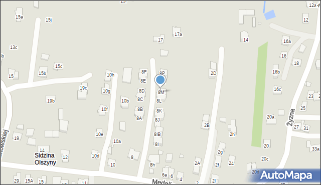 Kraków, Medalionów, 8M, mapa Krakowa