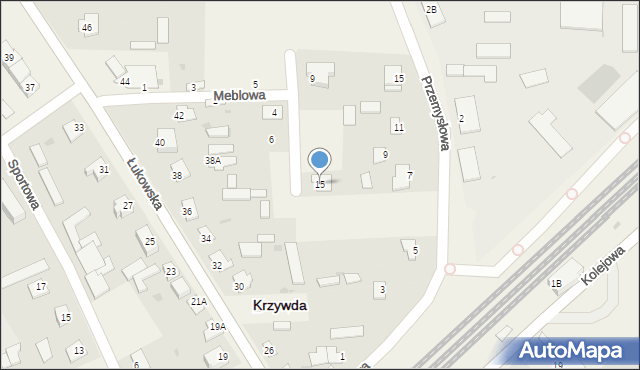 Krzywda, Meblowa, 15, mapa Krzywda