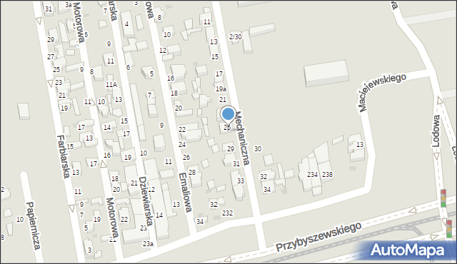 Łódź, Mechaniczna, 27, mapa Łodzi