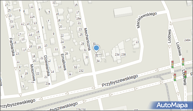 Łódź, Mechaniczna, 32, mapa Łodzi
