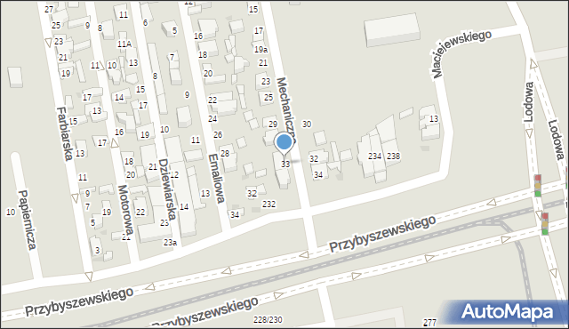 Łódź, Mechaniczna, 33, mapa Łodzi