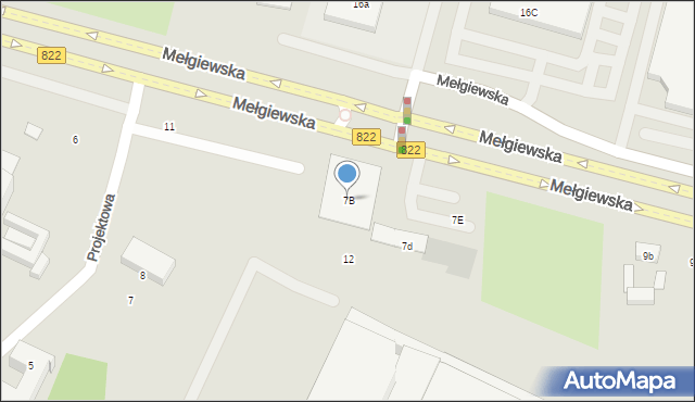 Lublin, Mełgiewska, 7B, mapa Lublina