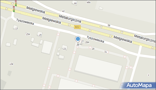 Lublin, Mełgiewska, 25, mapa Lublina