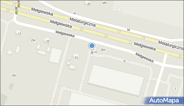 Lublin, Mełgiewska, 25, mapa Lublina