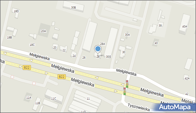 Lublin, Mełgiewska, 28, mapa Lublina