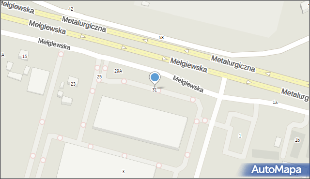 Lublin, Mełgiewska, 31, mapa Lublina