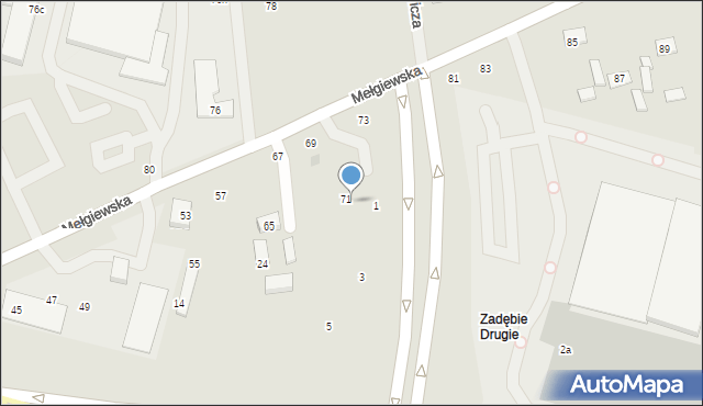 Lublin, Mełgiewska, 71a, mapa Lublina