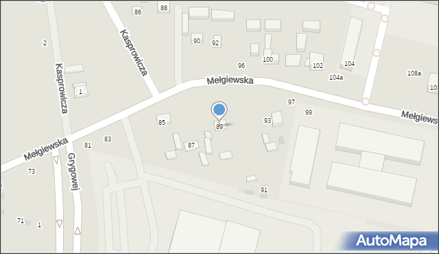 Lublin, Mełgiewska, 89, mapa Lublina