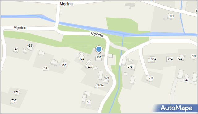 Męcina, Męcina, 195, mapa Męcina