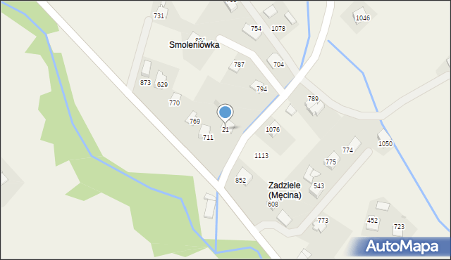 Męcina, Męcina, 21, mapa Męcina