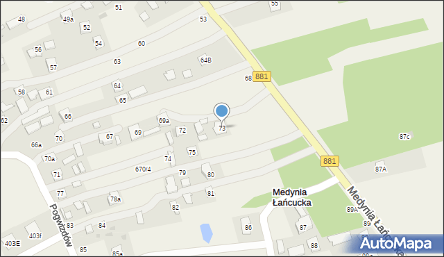 Medynia Łańcucka, Medynia Łańcucka, 73, mapa Medynia Łańcucka