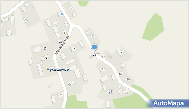 Mękarzowice, Mękarzowice, 13, mapa Mękarzowice