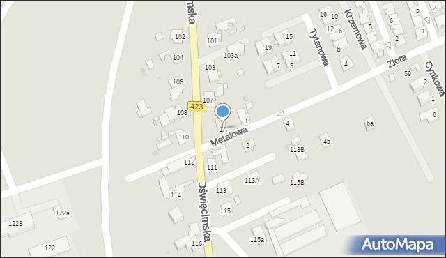 Opole, Metalowa, 1A, mapa Opola