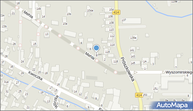 Opole, Mehla Franciszka, 4, mapa Opola