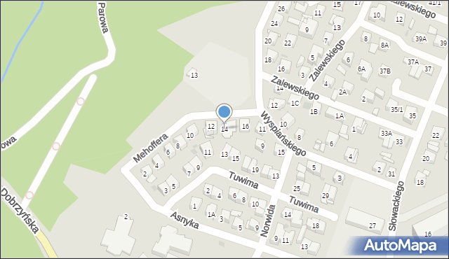 Płock, Mehoffera Józefa, 14, mapa Płock