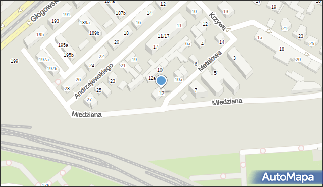 Poznań, Metalowa, 12, mapa Poznania