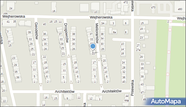 Poznań, Meliorantów, 21, mapa Poznania