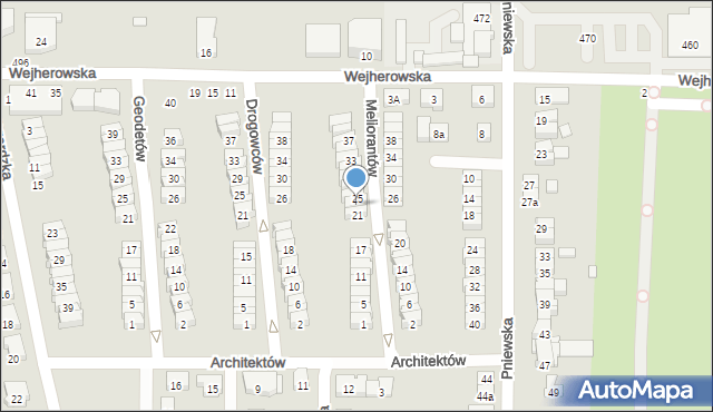 Poznań, Meliorantów, 23, mapa Poznania