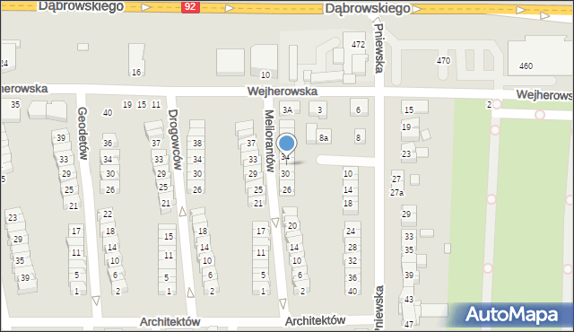 Poznań, Meliorantów, 32, mapa Poznania